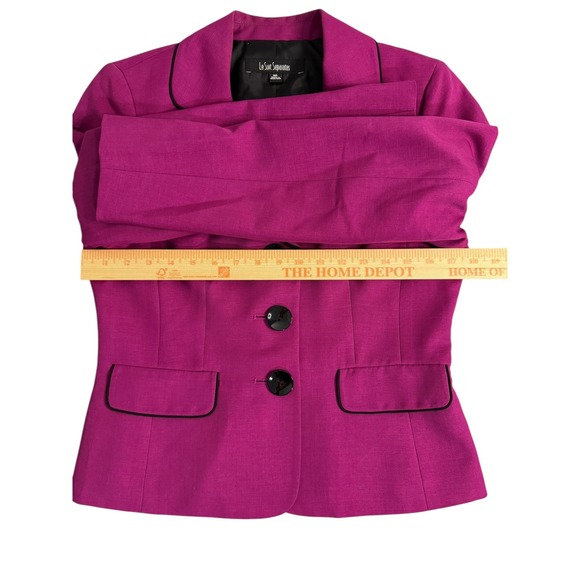Le Suit Separates Petite Blazer Jacket Magenta Black Trim Business Career - Picture 8 of 10